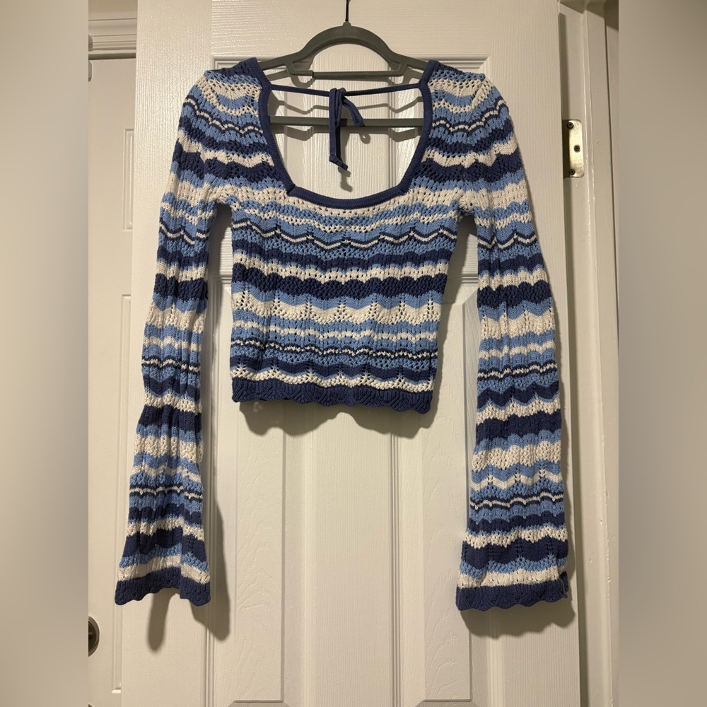 Hollister Striped Blue and White Knit Top